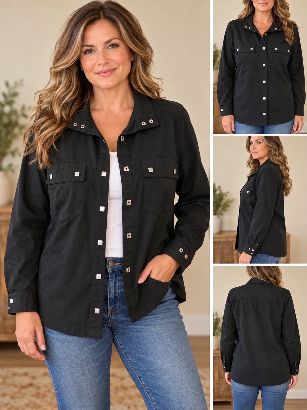 Obermeyer Black Snap-Front Utility Jacket - Women's